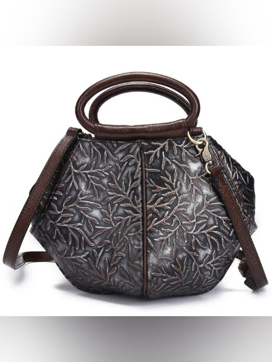 Handbags - New Vintage Women Genuine Cow Leather Shoulder Bag Embossed Handbag Purse S